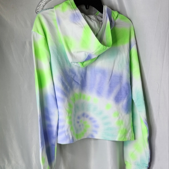 Converse S Green Girl's All Over Print Tie-Dye Boxy Hoodie (Big Kids) Size S - Picture 2 of 8